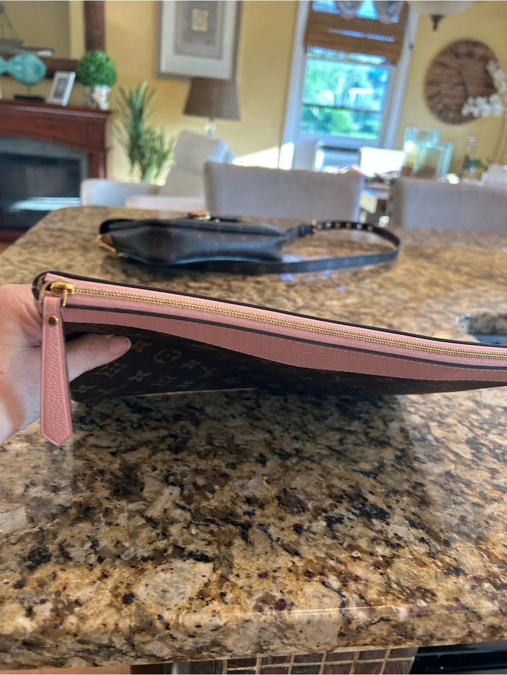 Louis Vuitton Monogram Canvas Pouch with Pink Trim - Picture 6 of 8